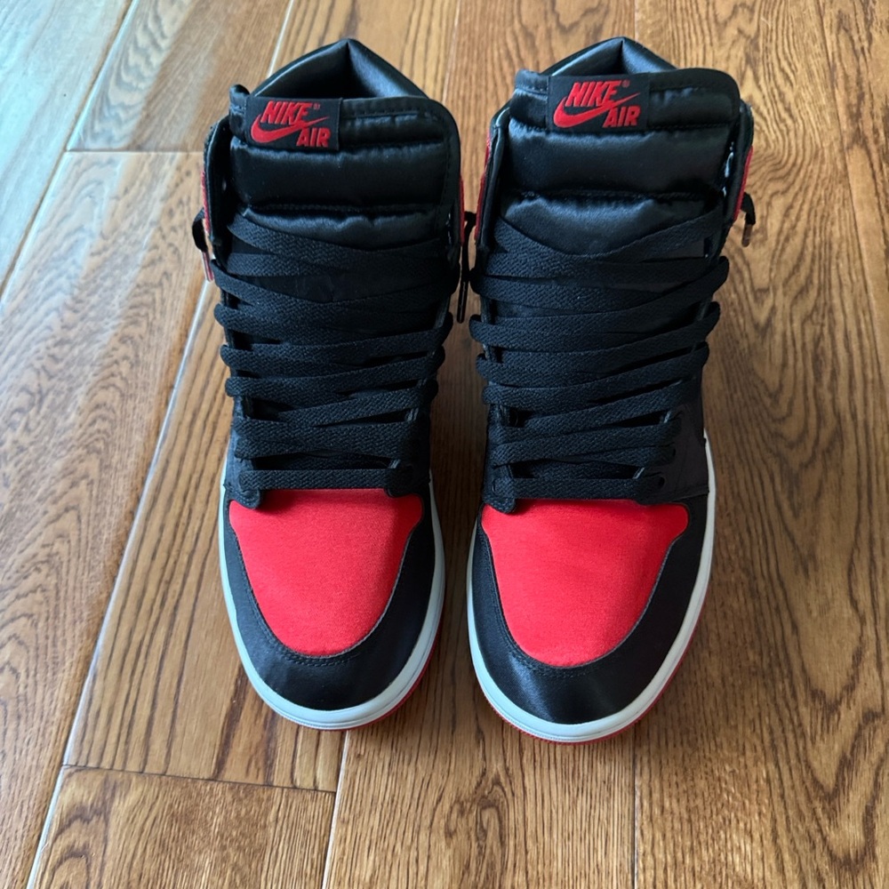 Nike Black & Red Satin Jordan 1’s - Picture 2 of 5